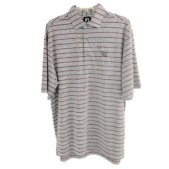 FootJoy Short Sleeve Polo Shirt Size LARGE Multi-Color Stripe Embroidered Anchor - Picture 1 of 8
